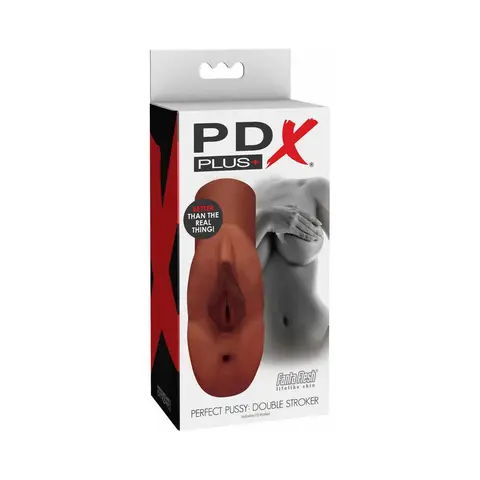 PDX Plus Perfect Pussy Double Stroker in Brown