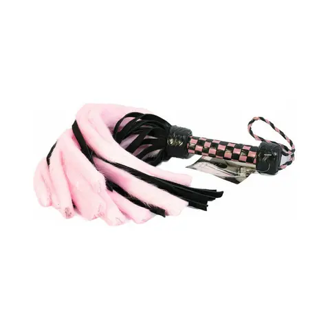 Suede & Fluff Mini Flogger in Pink