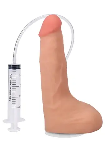 The Realistic Cock - Squirting Cock - With Removable Vac-U-Lock Suction Cup - ULTRASKYN - 9.5" (with Balls)