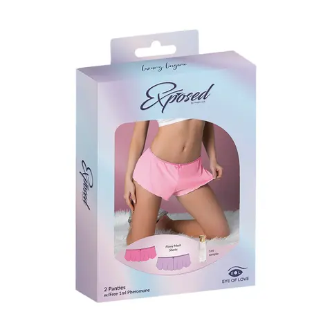 Magic Silk Pheromone Panties Flowy Mesh Short 2-Pack Lilac/Rose S/M