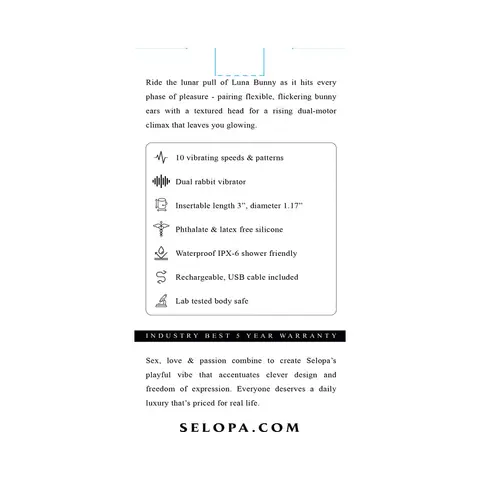 Selopa Luna Bunny Silicone Rechargeable Pink
