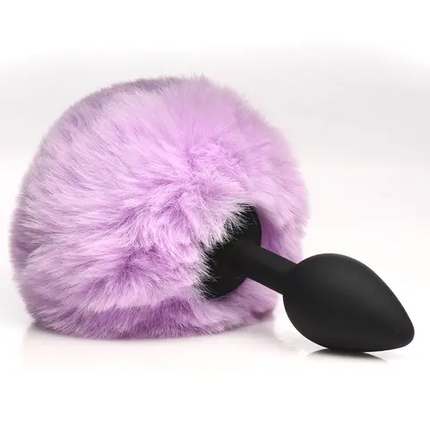 Tailz Fluffy Bunny Tail Silicone Plug in Purple