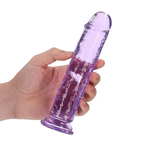 RealRock Crystal Clear Straight 7 in. Dildo Without Balls in Purple