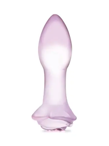 5” rosebud glass butt plug
