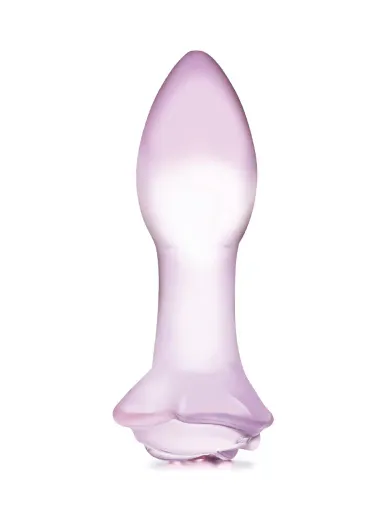 5” rosebud glass butt plug