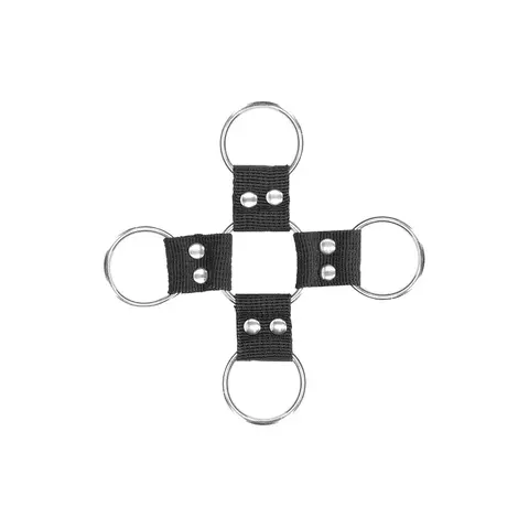 Ouch! Black & White Velcro Hogtie With Hand & Ankle Cuffs Black