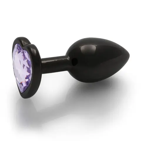 Ouch! Heart Gem Butt Plug Small Gunmetal/Amethyst