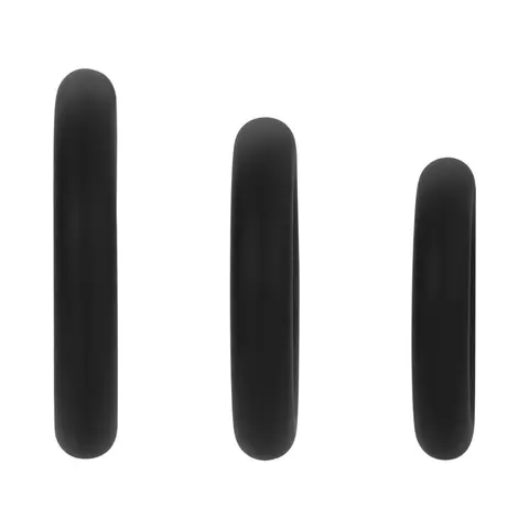 Forto F-61 3-Piece Silicone Cockring Set in Black