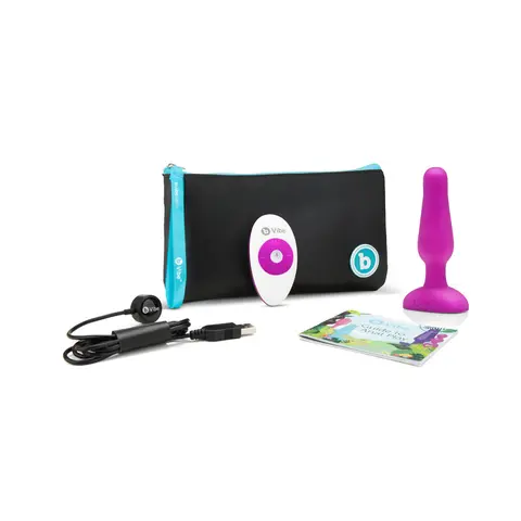 b-Vibe Novice Rechargeable Remote-Controlled Vibrating Silicone Anal Plug in Fuchsia
