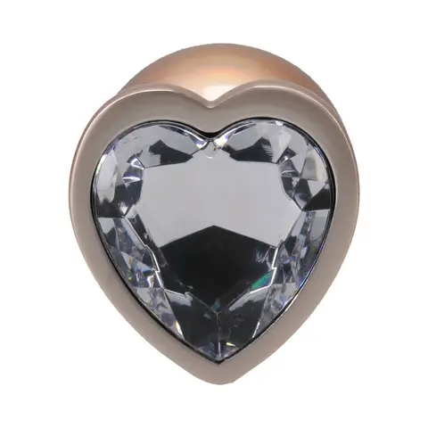Booty Bling Heart Diamond Jeweled Metal Plug Gold Medium