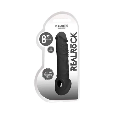 RealRock Skin 8 in. Penis Extender Sling in Black