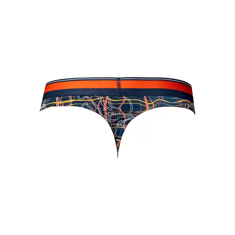 Male Power Soo Cumfy Thong Navy/Orange S/M