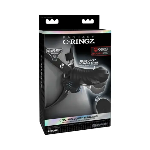 Fantasy C-Ringz ControlCore Harness Remote Vibrating Cock Blocker Black