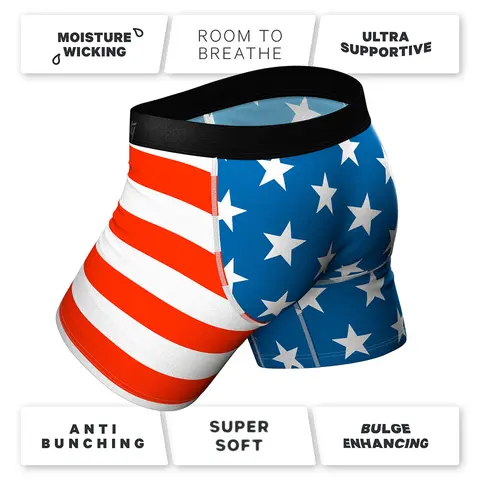 Shinesty The Mascot American Flag Ball Hammock Pouch Underwear with Fly 2XL
