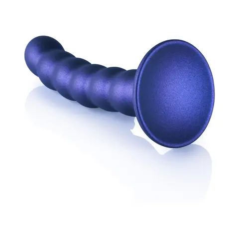 Ouch! Beaded Silicone 5 in. G-Spot Dildo Metallic Blue