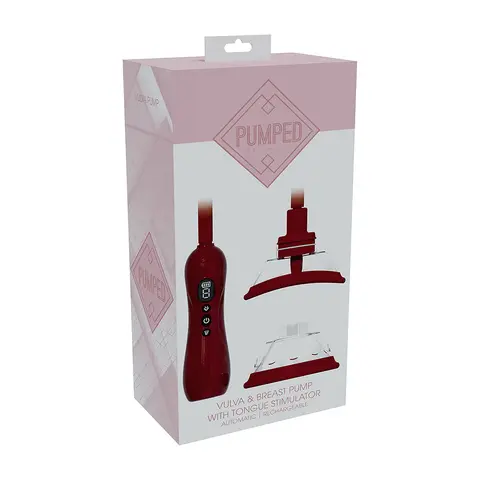 PUMPED Automatic Rechargeable Vulva & Breast Pump with Tongue Stimulator in Red