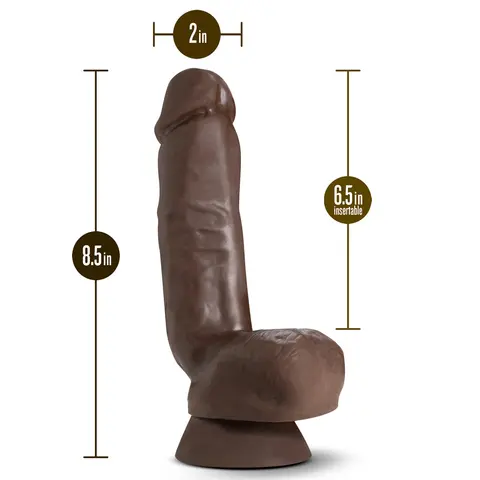 Dr. Skin Plus Thick 8 in. Triple Density Posable Dildo with Balls in Brown