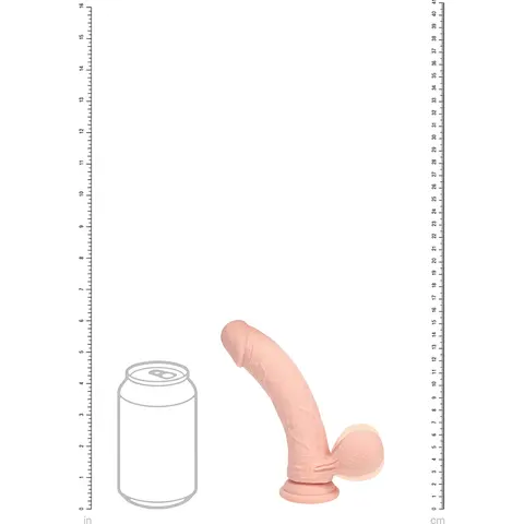 Realrock Realistic Dual Density Vibrating Silicone Dildo with Weighted Balls 6 in. in Beige