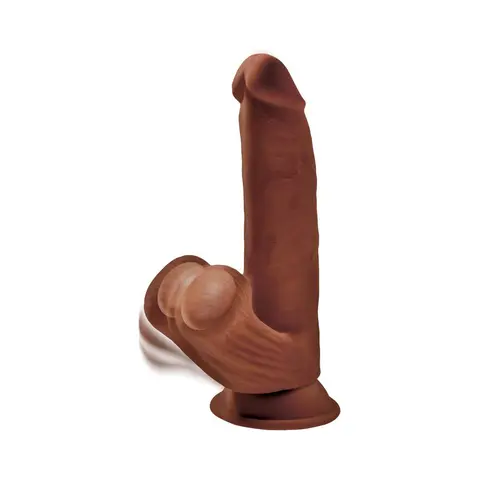 King Cock Plus 8 in. Triple-Density Cock With Swinging Balls Dildo in Brown