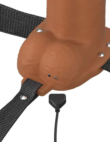 Fantasy X-Tensions Elite Vibrating Hollow Silicone Strap-On 8 in. in Brown