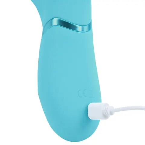 VIVE Fiore Rechargeable G-Spot Air Wave and Tapping Flared Clit Stimulator in Blue
