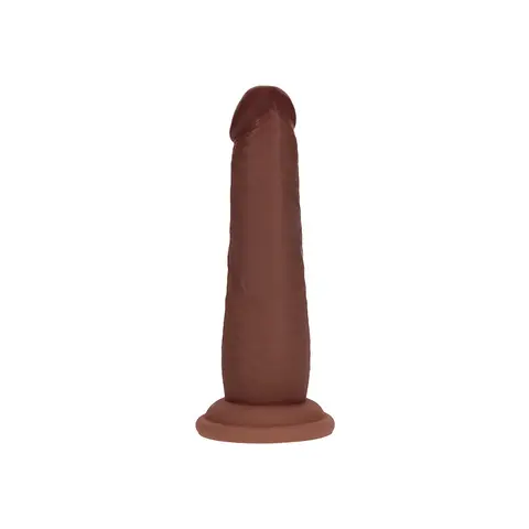 Realrock Sliding Skin Dual Density Silicone Dildo 6 in. in Brown