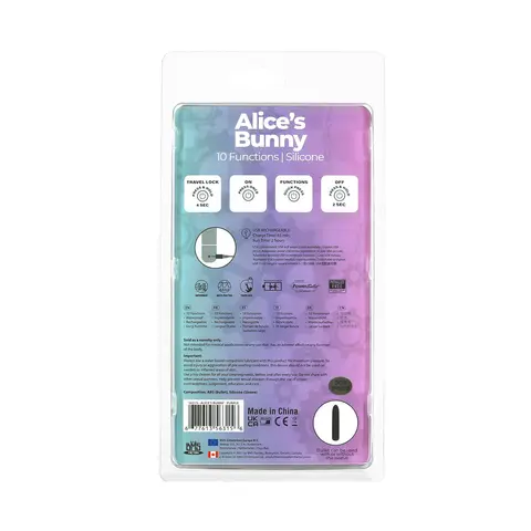 Powerbullet Alice's Bunny Rechargeable Bullet Vibrator with Silicone Rabbit Sleeve in Purple