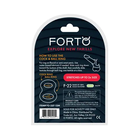 Forto F-22 Liquid Silicone Cock & Ball D-Ring Medium Glow