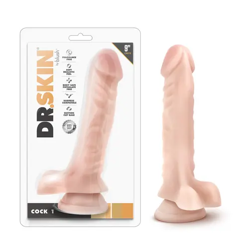 Dr. Skin Cock 1 Realistic 9 in. Dildo with Balls Beige