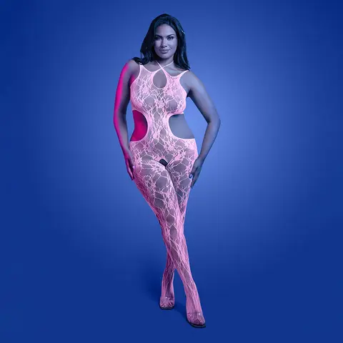 Fantasy Lingerie Glow Equilibrium Glow-in-the-Dark Crotchless Bodystocking Queen Size
