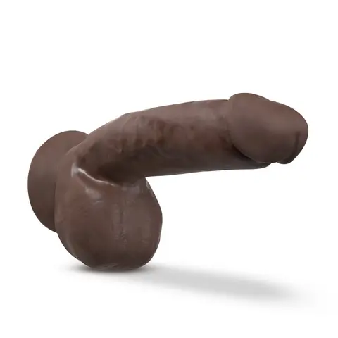 Dr. Skin Plus Thick 8 in. Triple Density Posable Dildo with Balls in Brown