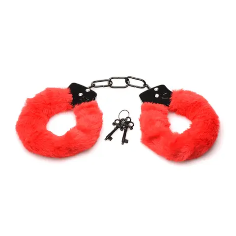Master Series Cuffed in Fur Furry Handcuffs in Red