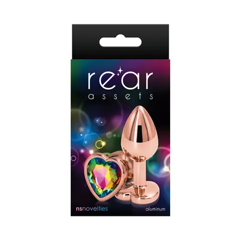 Rear Assets Rose Gold Heart Plug Small in Rainbow