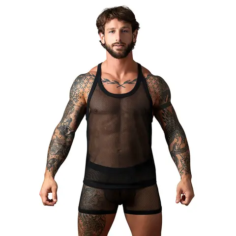 Male Power Fishnet 2.0 Tank Top Black S/M