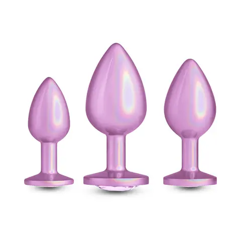 Rear Assets 3-Piece Metal Plug Kit Iridescent Pink with Pink Gem