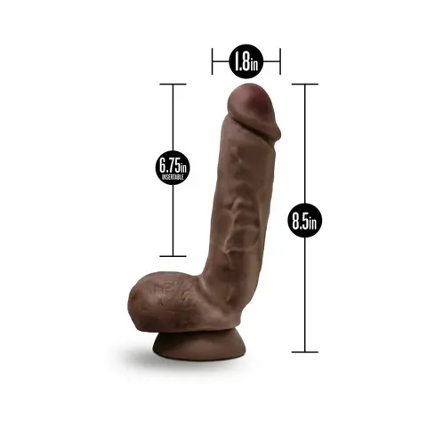 Dr. Skin Glide Realistic 8.5 in. Self-Lubricating Dildo with Balls in Brown