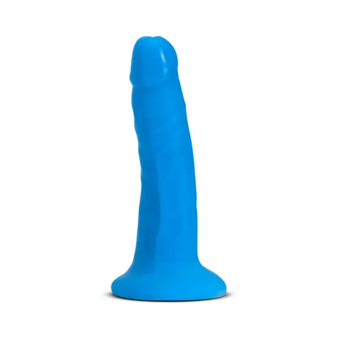 Neo Elite 6 in. Silicone Dual Density Dildo Neon in Blue