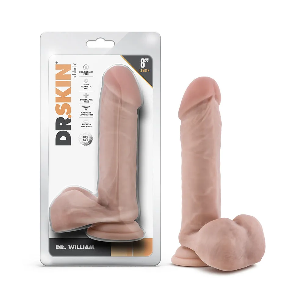 Dr. Skin Dr. William 8 in. Dildo with Balls in Beige