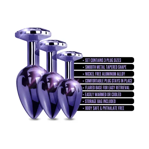 Nixie Metal Butt Plug Trainer Set 3-Piece Purple Metallic