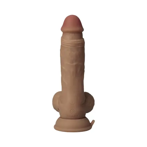 Shaft Vibrating Model A: 7.5 in. Dual Density Silicone Dildo Oak