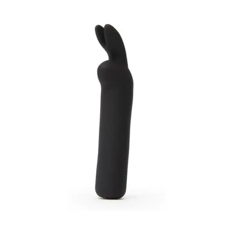 Happy Rabbit Rechargeable Silicone Bullet Vibrator With Ears in Black