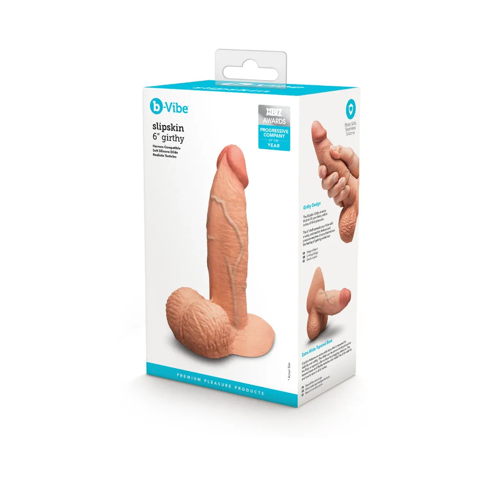 b-Vibe Slipskin Realistic Silicone Dildo 6 in. Girthy in Mocha