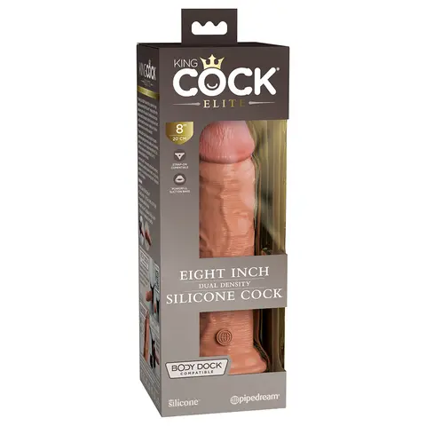 King Cock Elite 8 in. Dual Density Silicone Cock Realistic Dildo With Suction Cup in Tan