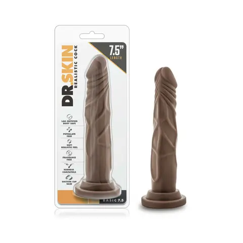Dr. Skin Basic 7.5 Realistic 7.5 in. Dildo in Brown