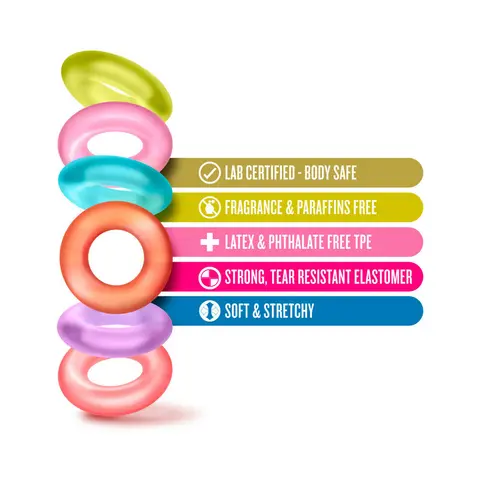 Play with Me King of the Ring Cockring 6-Pack Assorted Colors