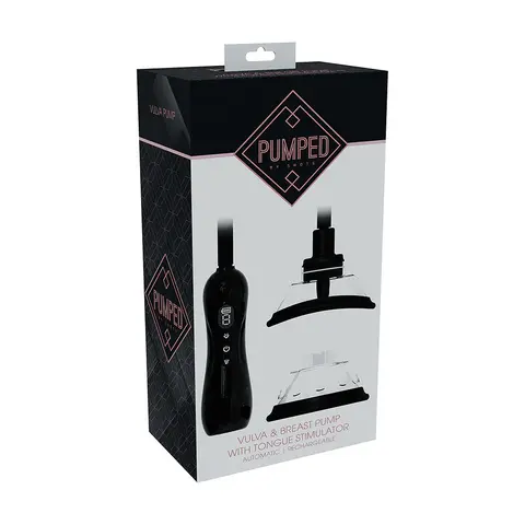 PUMPED Automatic Rechargeable Vulva & Breast Pump with Tongue Stimulator in Black