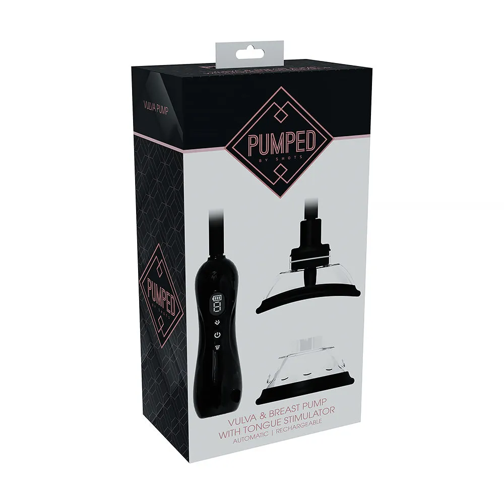 PUMPED Automatic Rechargeable Vulva & Breast Pump with Tongue Stimulator in Black