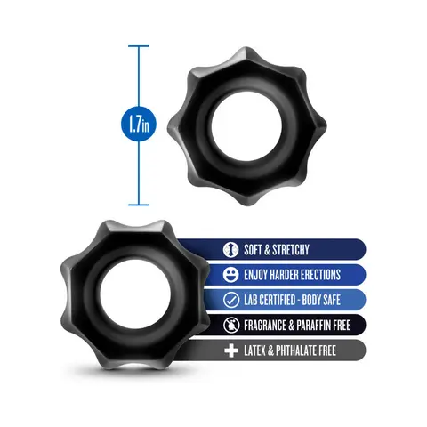 Stay Hard Nutz Cockring 2-Pack in Black