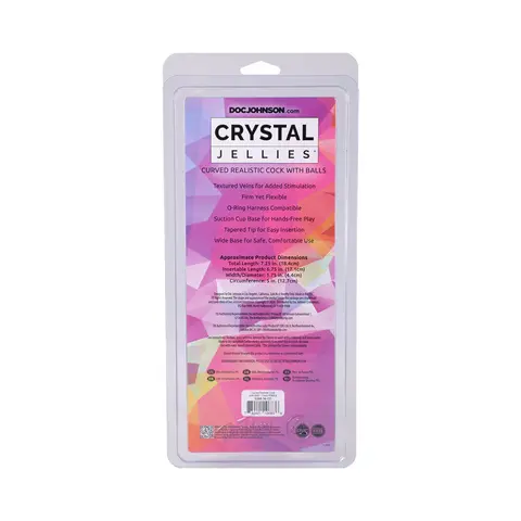 Crystal Jellies Curved Realistic Cock with Balls 7 in. in Purple