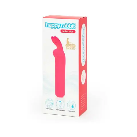 Happy Rabbit Rechargeable Silicone Bullet Vibrator With Ears in Pink
